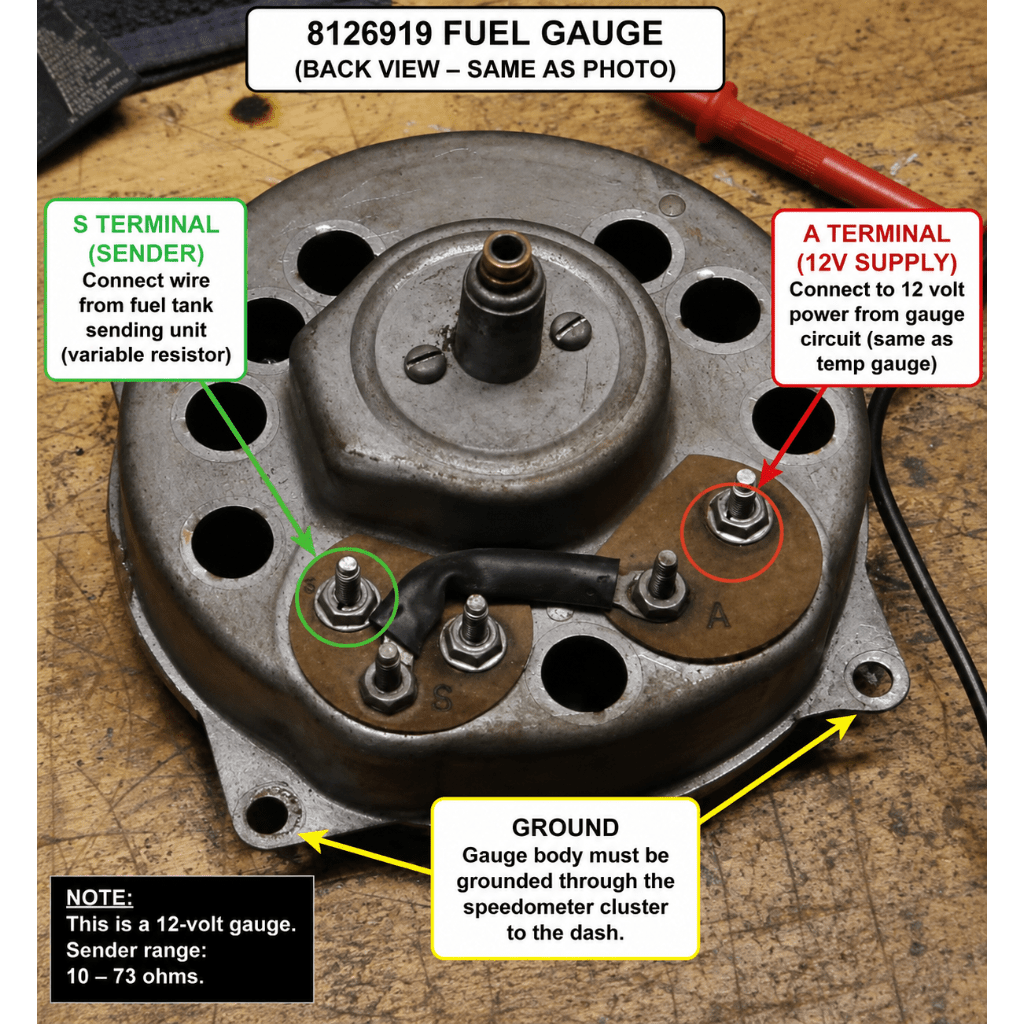 Fuel Gauge, 12 Volt, 1955-1986, Jeep CJ-5, CJ-7, CJ-8, Pickup, Station Wagon - The JeepsterMan
