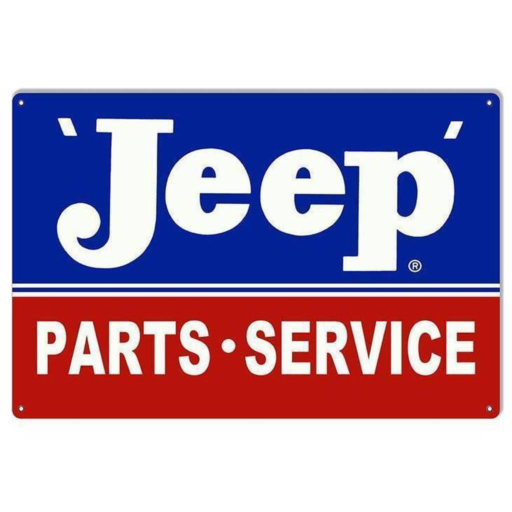 Willys Jeep Sales & Service Tin Sign | Vintage Multi-Color Metal Art For Garage Man Cave Shop