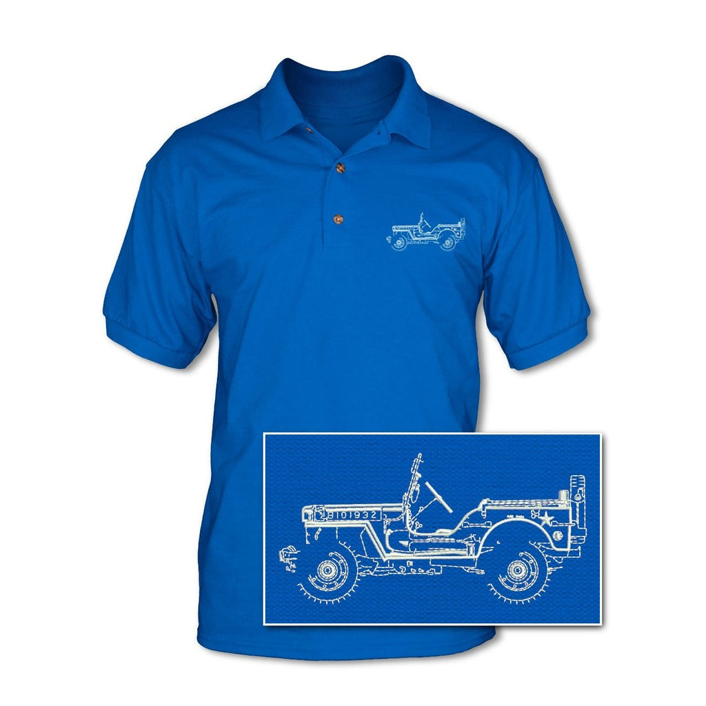 Jeep Willys WWII 1941 - 1945 Adult Pique Polo Shirt - Side View - The JeepsterMan