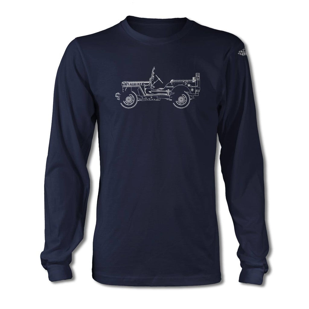 Jeep Willys WWII 1941 - 1945 T-Shirt - Long Sleeves - Side View - The JeepsterMan