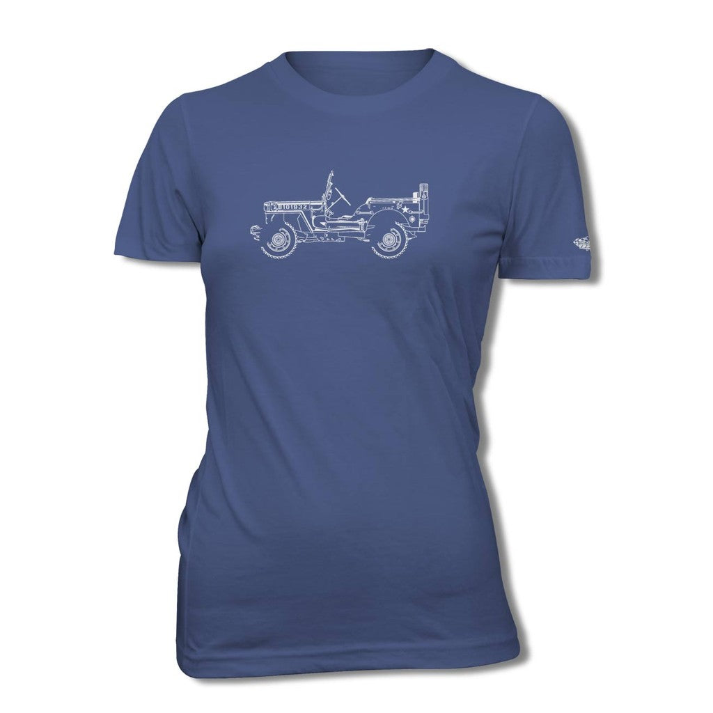 Jeep Willys WWII 1941 - 1945 T-Shirt - Women - Side View - The JeepsterMan