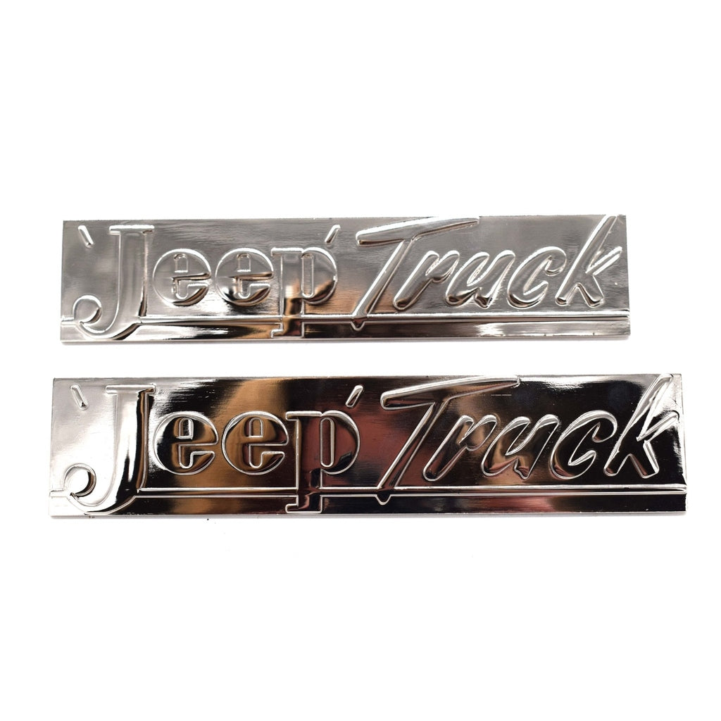 Chrome Hood "Jeep Truck" Name Plate Set, 1947-1949, Willys Pickup Truck - The JeepsterMan