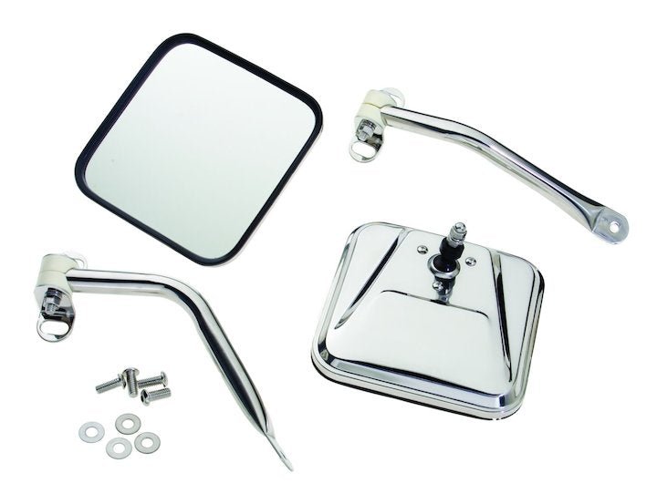 Complete Side Mirror Set, Stainless, 1976-1986, Willys Jeep