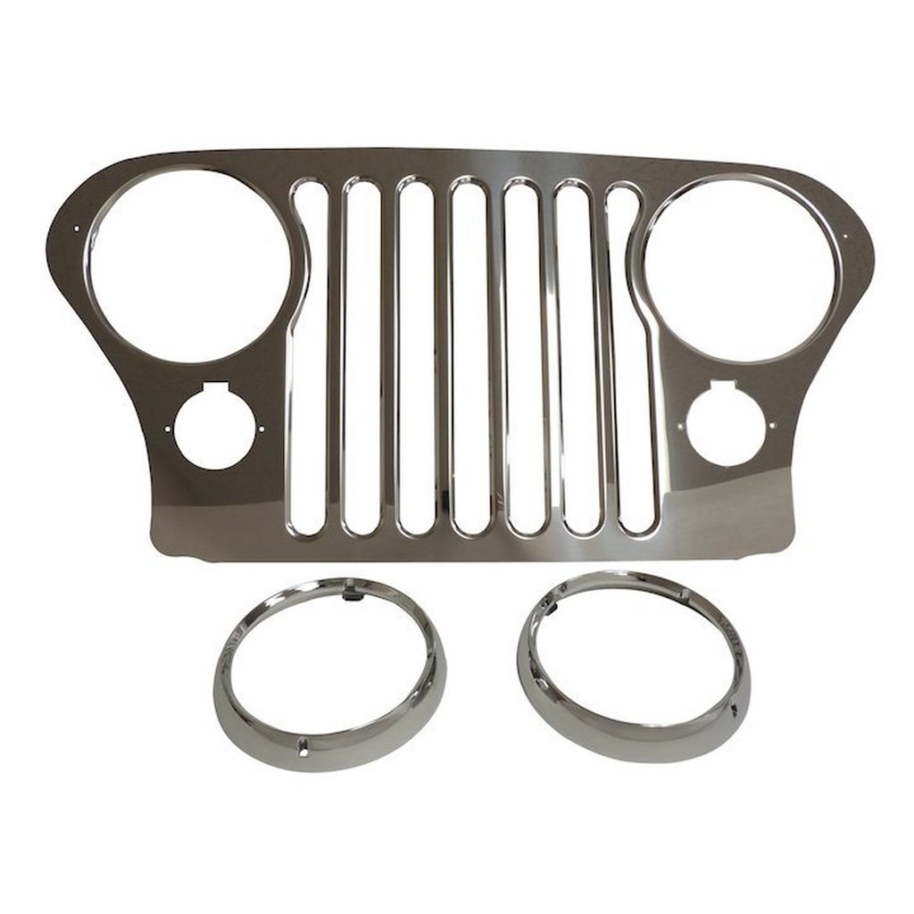 Grille Overlay Kit (Stainless), 1976-1986, Jeep CJ-5, CJ-7, & CJ-8