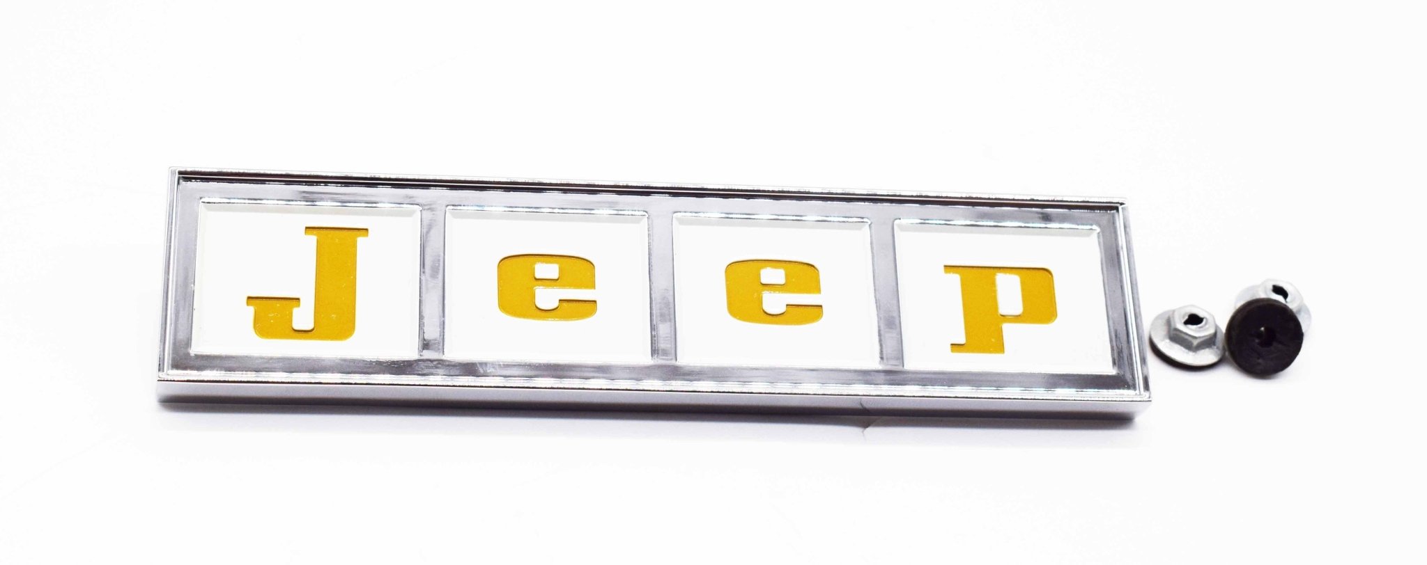 'Jeep' Tailgate Emblem, Gold, 19671971, Jeepster Commando The JeepsterMan