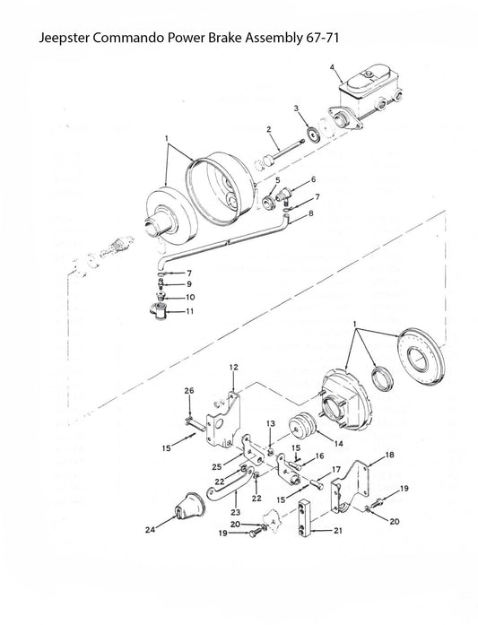 Jeepster Commando Power Brake Assembly Diagram, 67-71 - The JeepsterMan