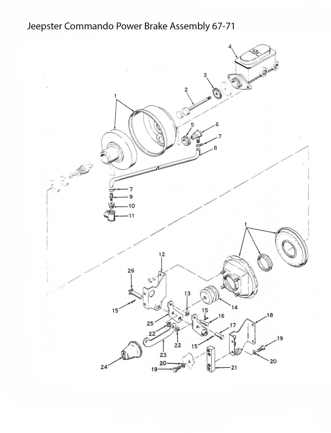 Jeepster Commando Power Brake Assembly Diagram, 67-71 - The JeepsterMan