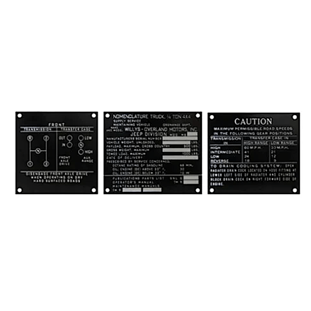 Specification Data Plate Data Plates – The JeepsterMan
