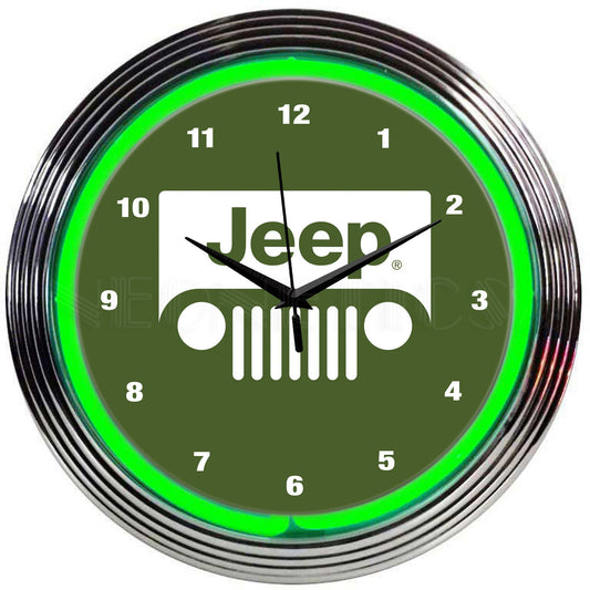 Jeep Green Neon Clock