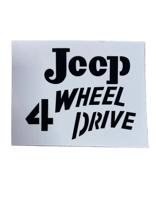 Black Vinyl Decal for Tailgate "Jeep 4 Wheel Drive" 1941 - 1971, Willys and Jeep - The JeepsterMan