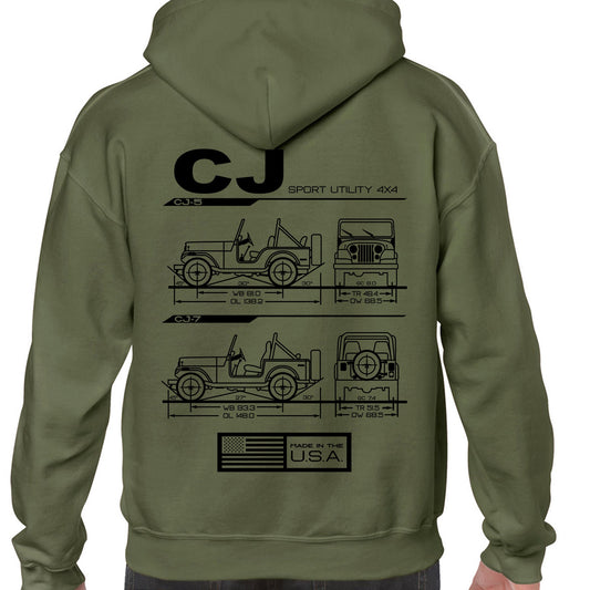 CJ Blueprint Pullover Hoodie - The JeepsterMan