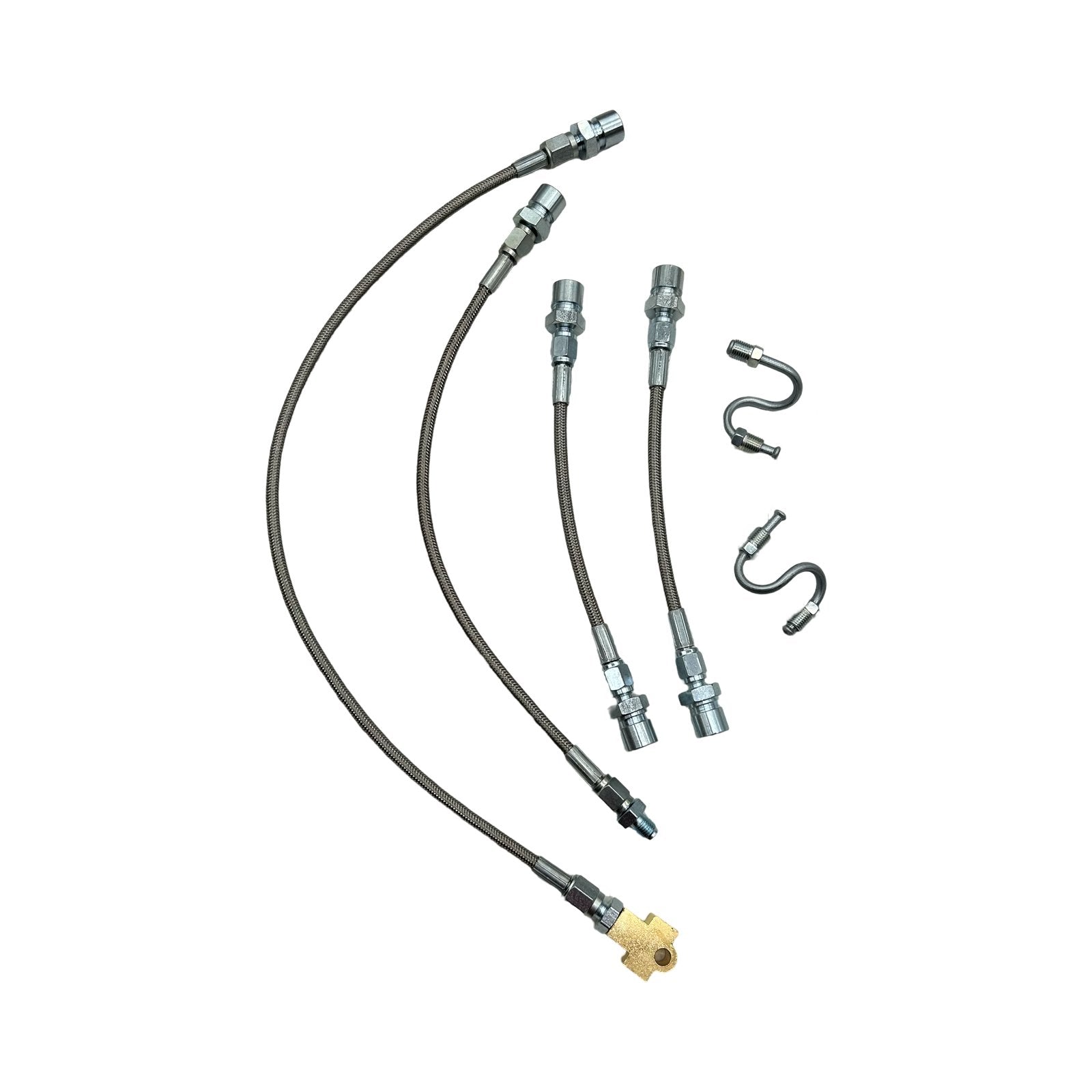 Front and Rear Stainless Steel Brake Hose Kit with Steel S Tube, 1941 - 1966 Willys and Jeep - The JeepsterMan