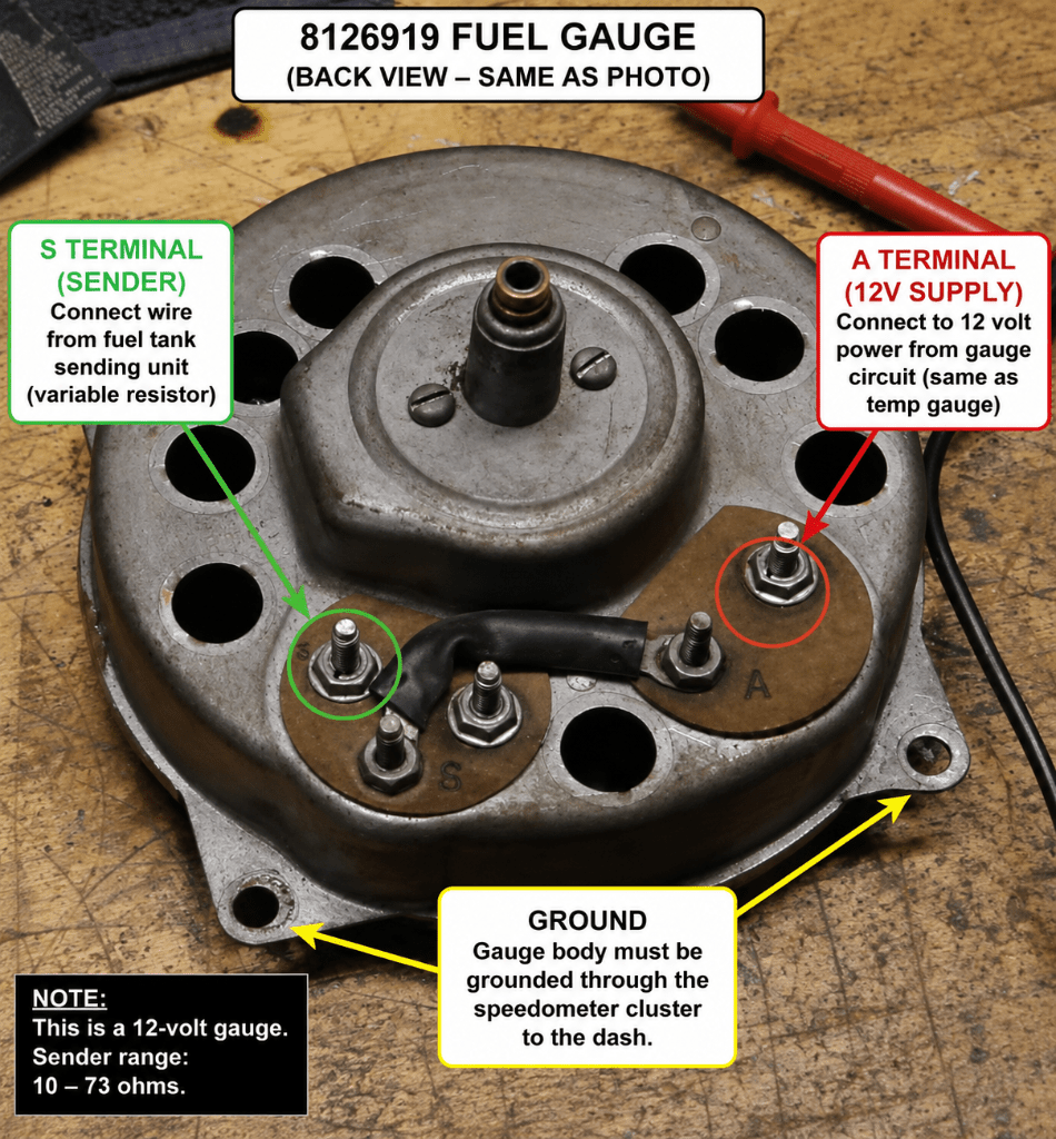 Fuel Gauge, 12 Volt, 1955-1986, Jeep CJ-5, CJ-7, CJ-8, Pickup, Station Wagon - The JeepsterMan