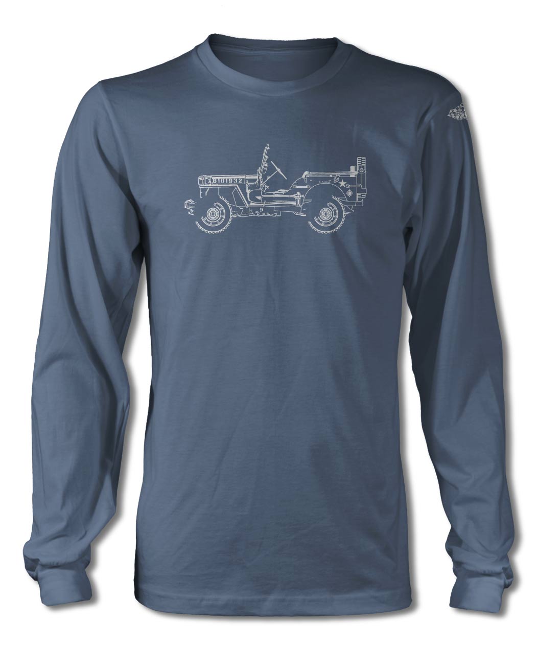 Jeep Willys WWII 1941 - 1945 T-Shirt - Long Sleeves - Side View - The JeepsterMan