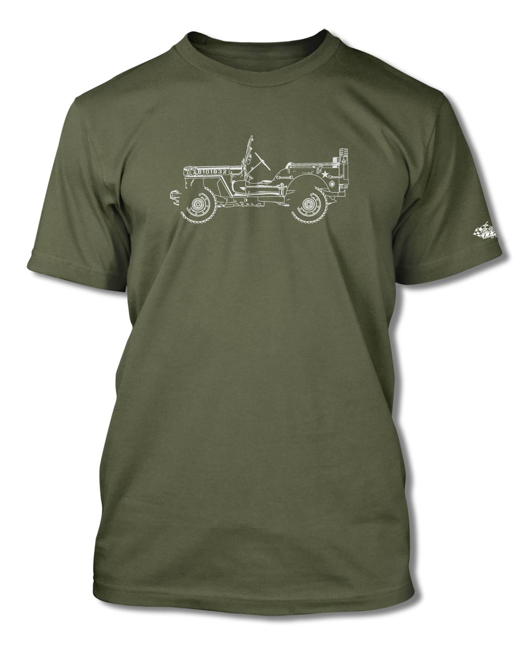 Jeep Willys WWII 1941 - 1945 T-Shirt - Men - Side View - The JeepsterMan