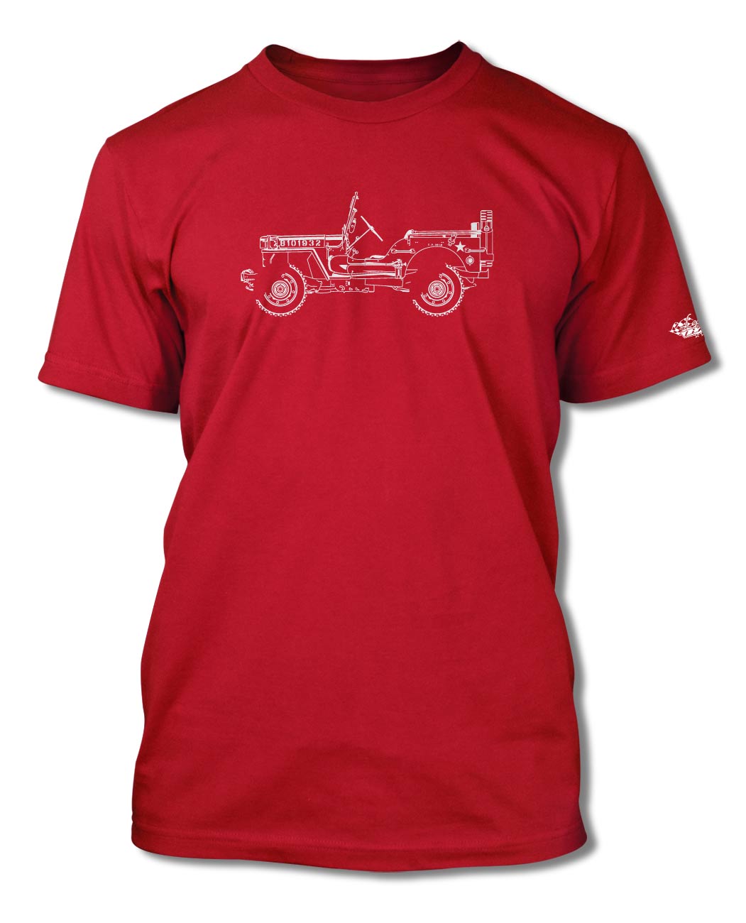 Jeep Willys WWII 1941 - 1945 T-Shirt - Men - Side View - The JeepsterMan