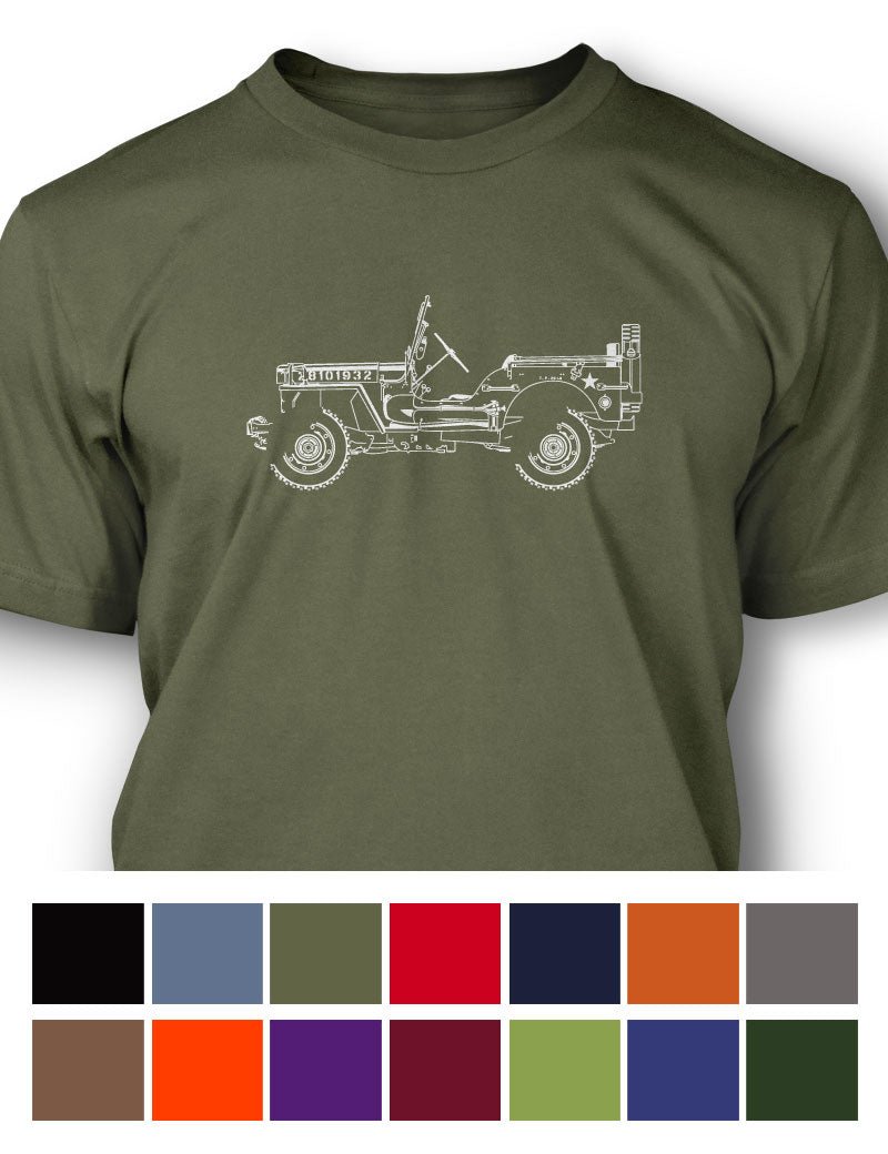 Jeep Willys WWII 1941 - 1945 T-Shirt - Men - Side View - The JeepsterMan