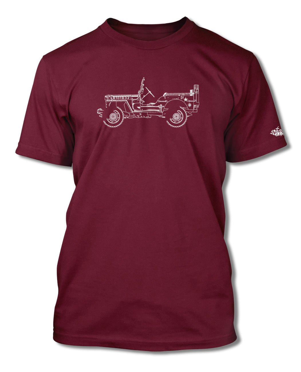 Jeep Willys WWII 1941 - 1945 T-Shirt - Men - Side View - The JeepsterMan