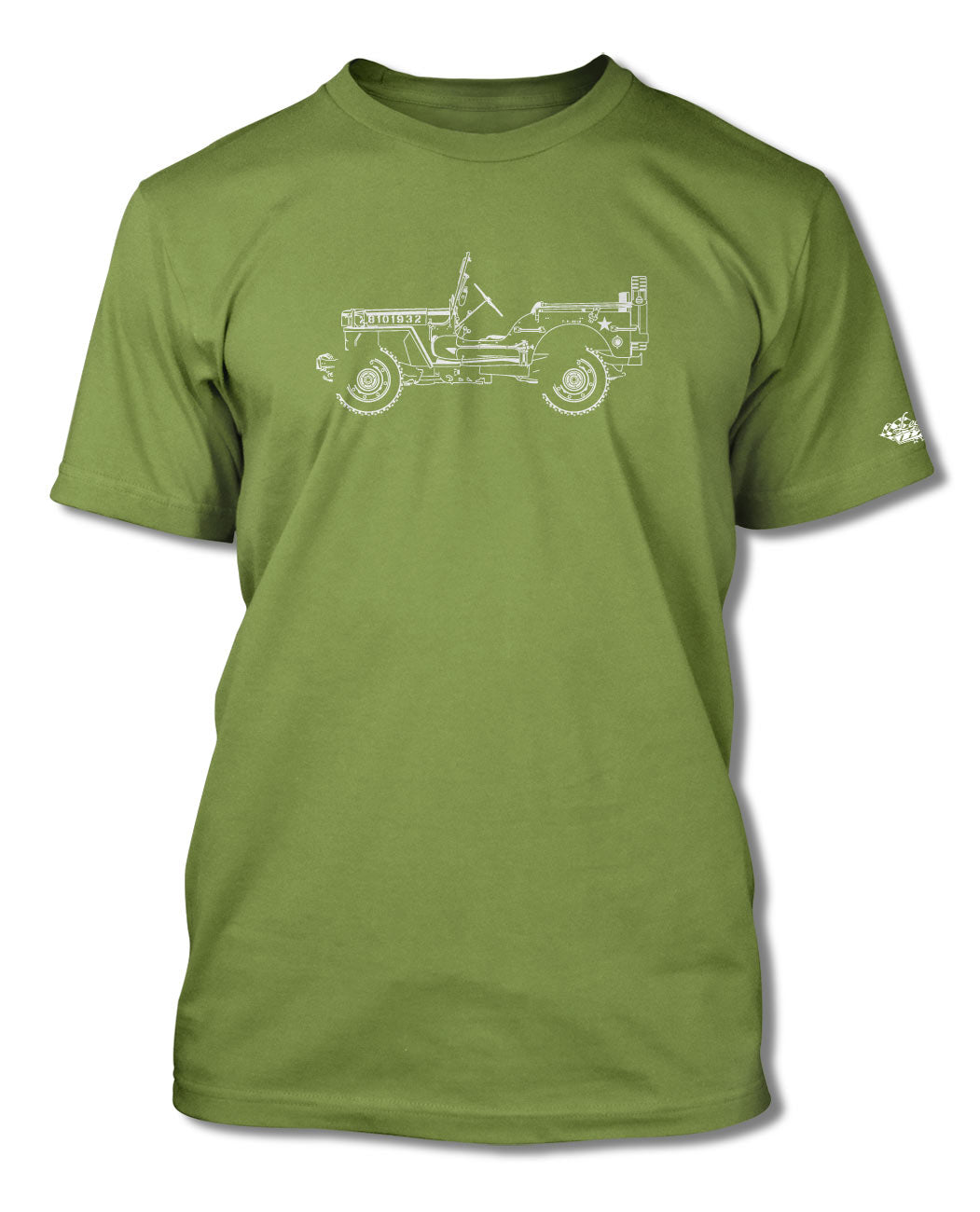 Jeep Willys WWII 1941 - 1945 T-Shirt - Men - Side View - The JeepsterMan