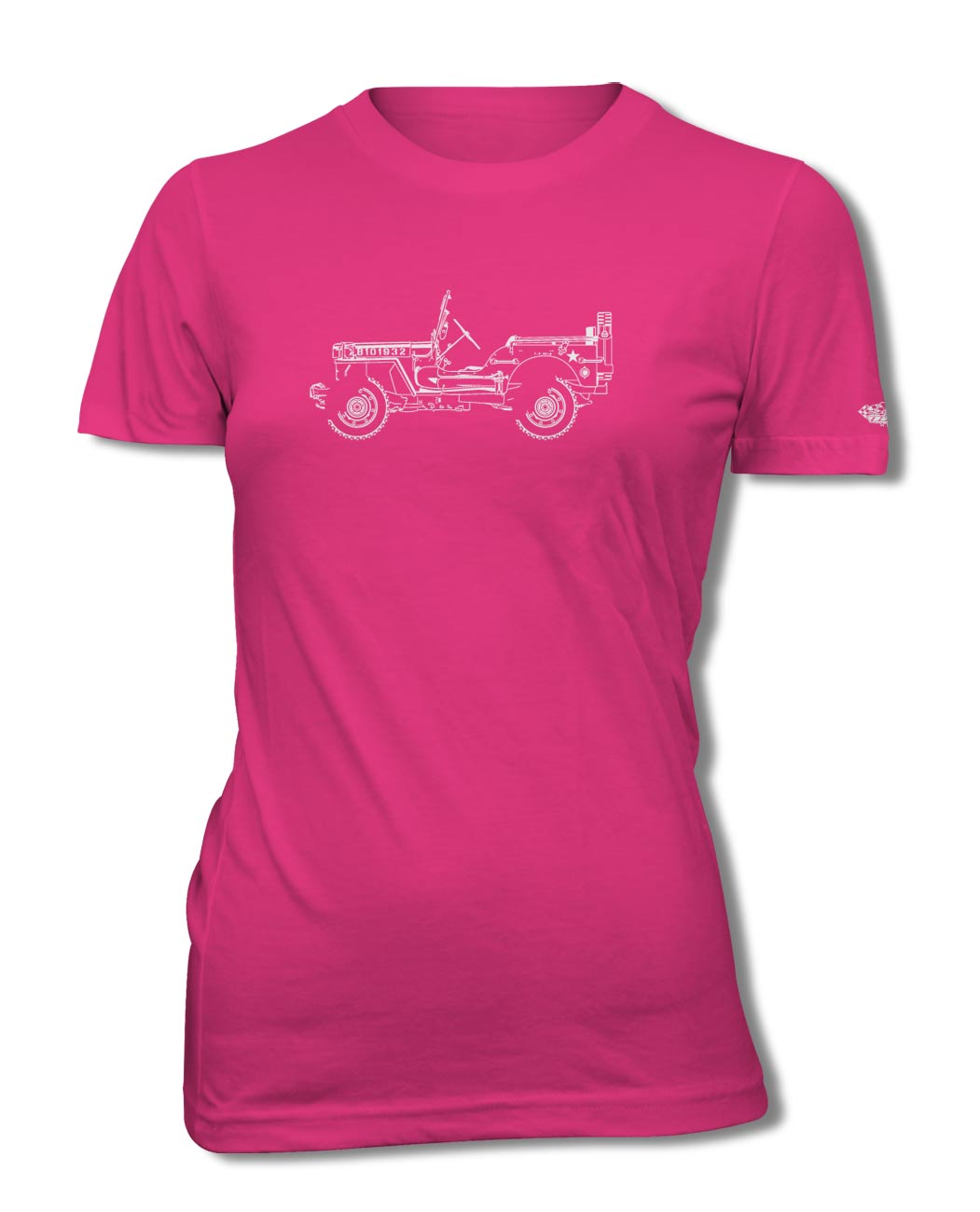 Jeep Willys WWII 1941 - 1945 T-Shirt - Women - Side View - The JeepsterMan