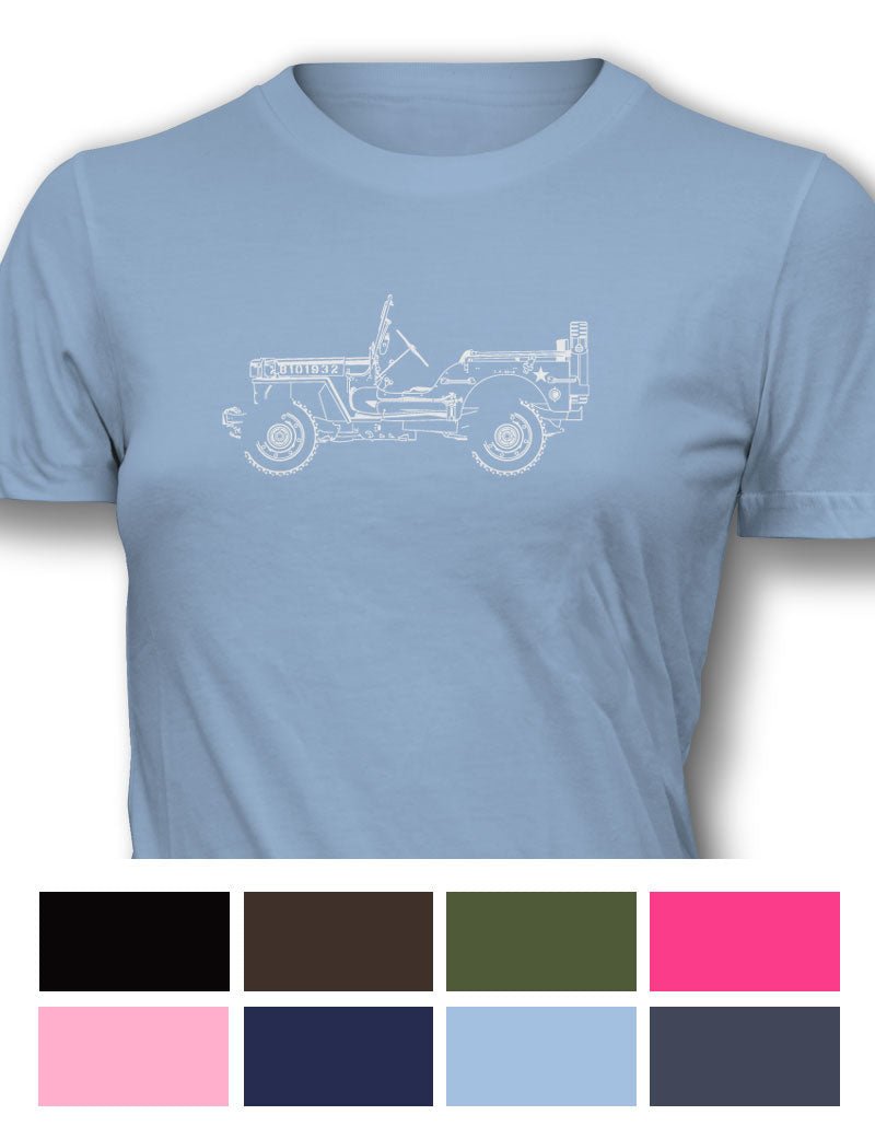 Jeep Willys WWII 1941 - 1945 T-Shirt - Women - Side View - The JeepsterMan