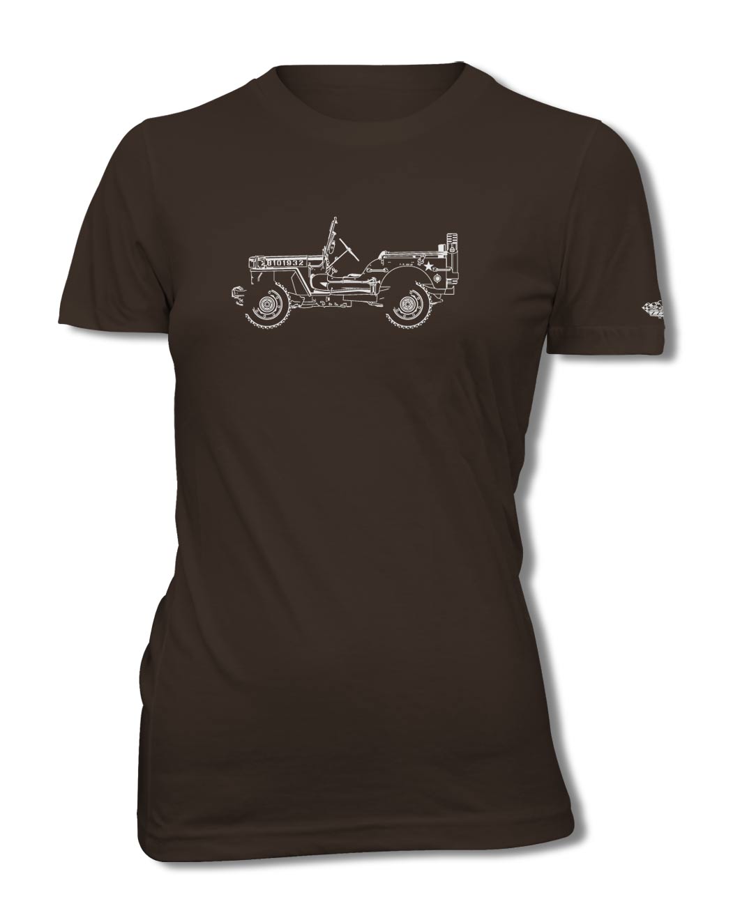 Jeep Willys WWII 1941 - 1945 T-Shirt - Women - Side View - The JeepsterMan