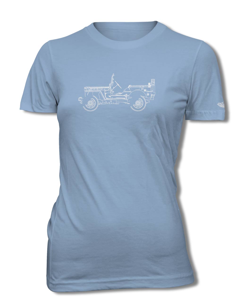 Jeep Willys WWII 1941 - 1945 T-Shirt - Women - Side View - The JeepsterMan