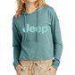 Ladies Jeep® Text Triblend Midi Long Sleeve Hoodie - Heathered Eucalyptus Blue - The JeepsterMan