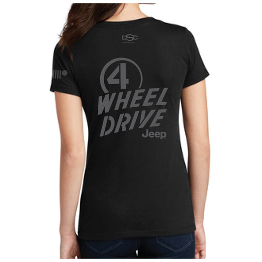 Ladies Jeep® Willys 4WD V - neck - Black - The JeepsterMan