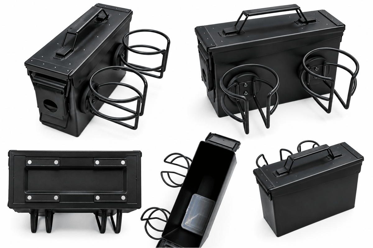 Magnetic Ammo Can Console with Dual Cup Holders - The JeepsterMan