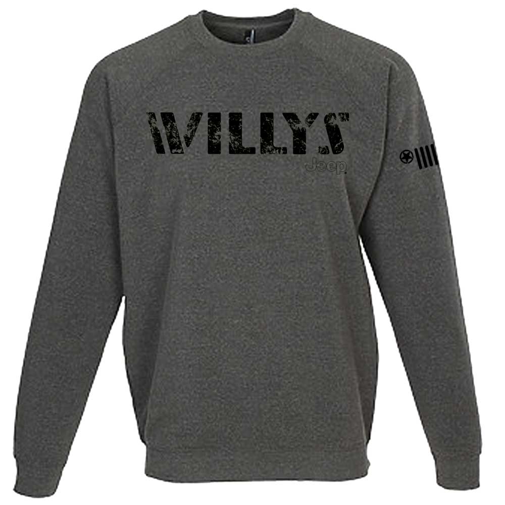 Mens Jeep® Willys Crew Sweatshirt - Heather Grey - The JeepsterMan