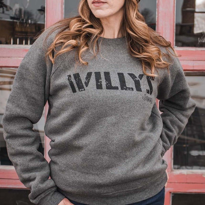 Mens Jeep® Willys Crew Sweatshirt - Heather Grey - The JeepsterMan