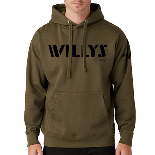 Mens Jeep® Willys Hoodie Sweatshirt - Heather Jeep Green - The JeepsterMan