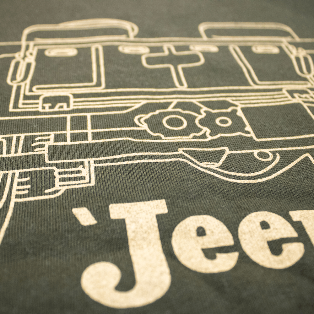 Mens Jeep® Willys MB Line Art Crew Sweatshirt - Military Green - The JeepsterMan