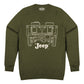 Mens Jeep® Willys MB Line Art Crew Sweatshirt - Military Green - The JeepsterMan
