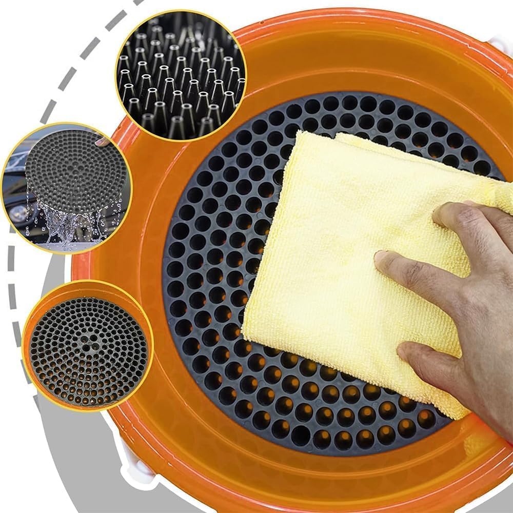 WASH & WHIPS Car Wash Kit - 3 - Gallon Bucket with Particle Interceptor Trap, Shampoo, Chenille Mitt & Microfiber Soft Towel, 5pcs - The JeepsterMan