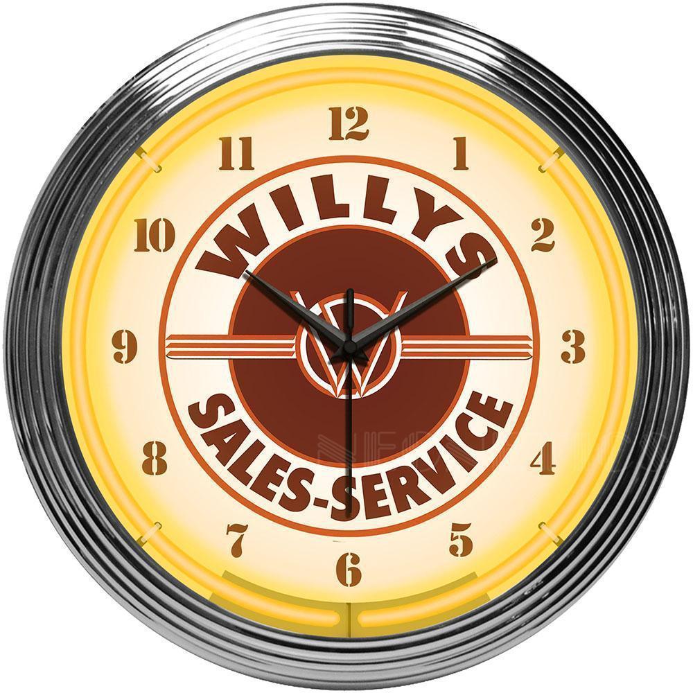 Willys Sales Service Jeep Neon Clock - The JeepsterMan