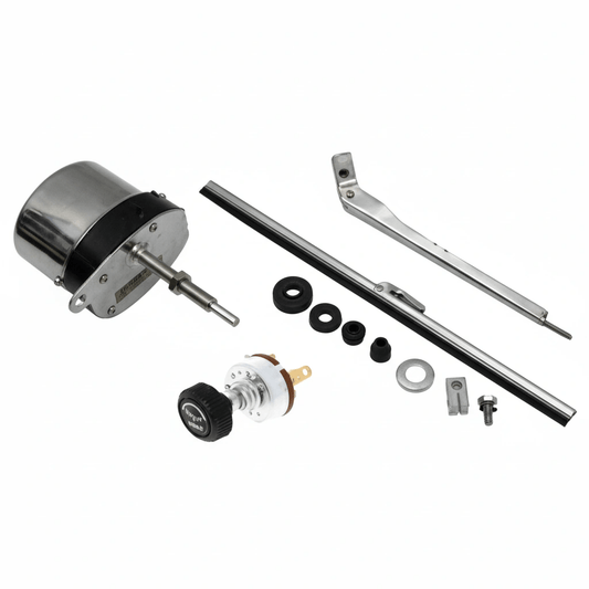 Windshield Wiper Conversion Kit, 12 Volt, Stainless, 1948 - 1968, MB, GPW, CJ2A, CJ3A, CJ3B, CJ5, M38, and M38A1 - The JeepsterMan