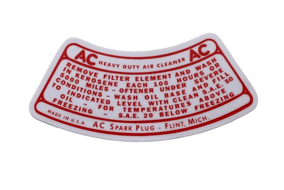 226 Air Cleaner Decal, Red and White, 1954-1964 Willys Pick Up and Station Wagon - The JeepsterMan