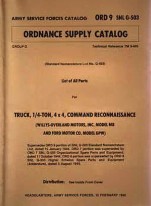 Army Service Forces Catalog-Ordinance Supply Catalog - The JeepsterMan