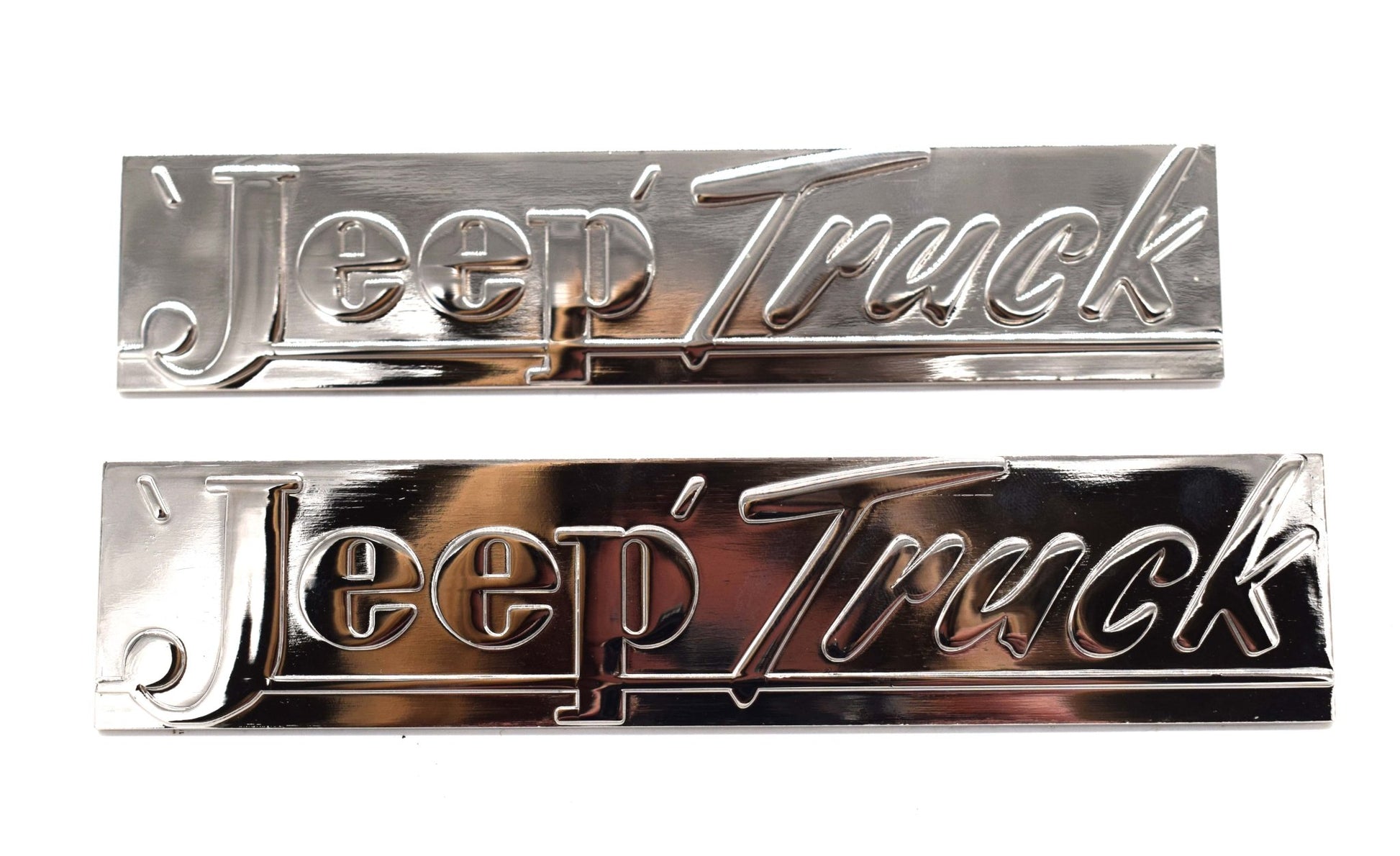 Chrome Hood "Jeep Truck" Name Plate Set, 1947-1949, Willys Pickup Truck - The JeepsterMan