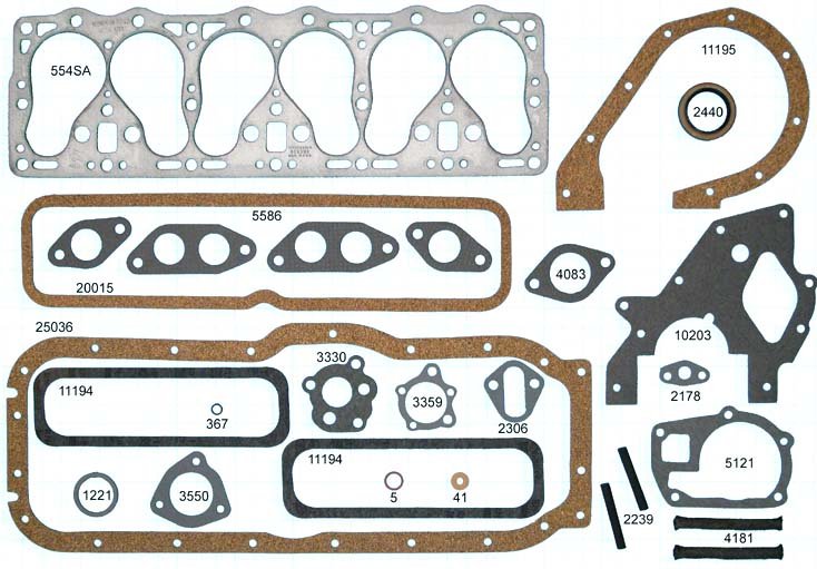Complete Engine Gasket Set, 1950-1955, Willys Jeepster and Station Wagon w/ 161 F-Head Engine - The JeepsterMan