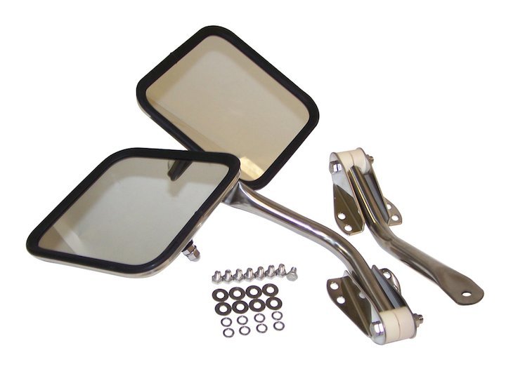 Complete Side Mirror Set (Stainless), 1955-1986, Jeep CJ-5, CJ-6, CJ-7, & CJ-8 - The JeepsterMan