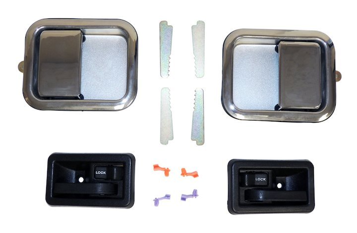 Door Handle Kit (Chrome), 1981-1986, Jeep CJ-5, CJ-7, & CJ-8 w/ Full Steel Doors - The JeepsterMan