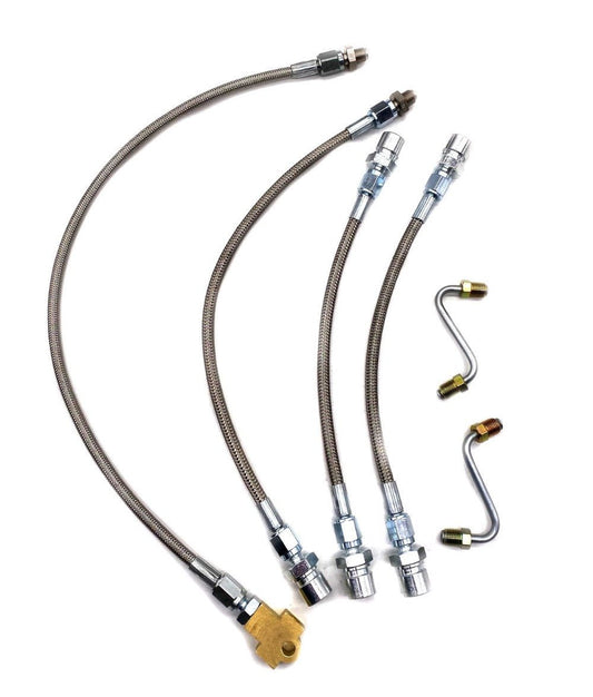 Front and Rear Stainless Steel Brake Hose Kit with Steel S Tube, 1941-1966 Willys and Jeep - The JeepsterMan
