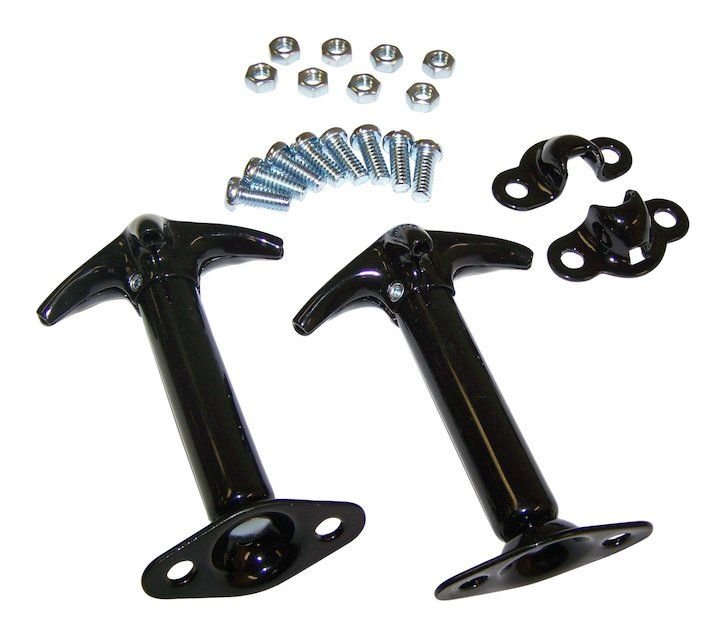 Hood Catch Set, Black, 19411986, CJSeries, Jeepster Commando, MB, Je