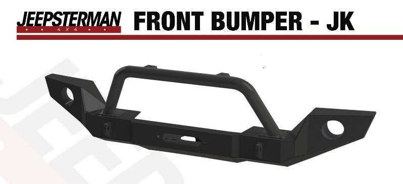 JK Wrangler Front Bumper, 2007-2018, Full Width with Winch Plate - The JeepsterMan