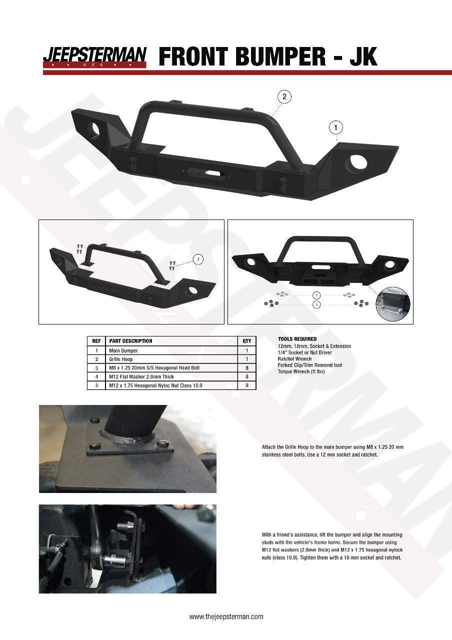 JK Wrangler Front Bumper, 2007-2018, Full Width with Winch Plate - The JeepsterMan