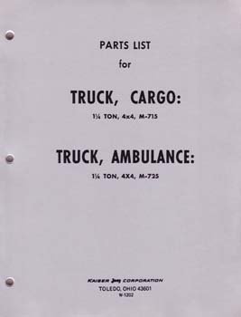 Truck, M-715 & M-725 Parts List - The JeepsterMan