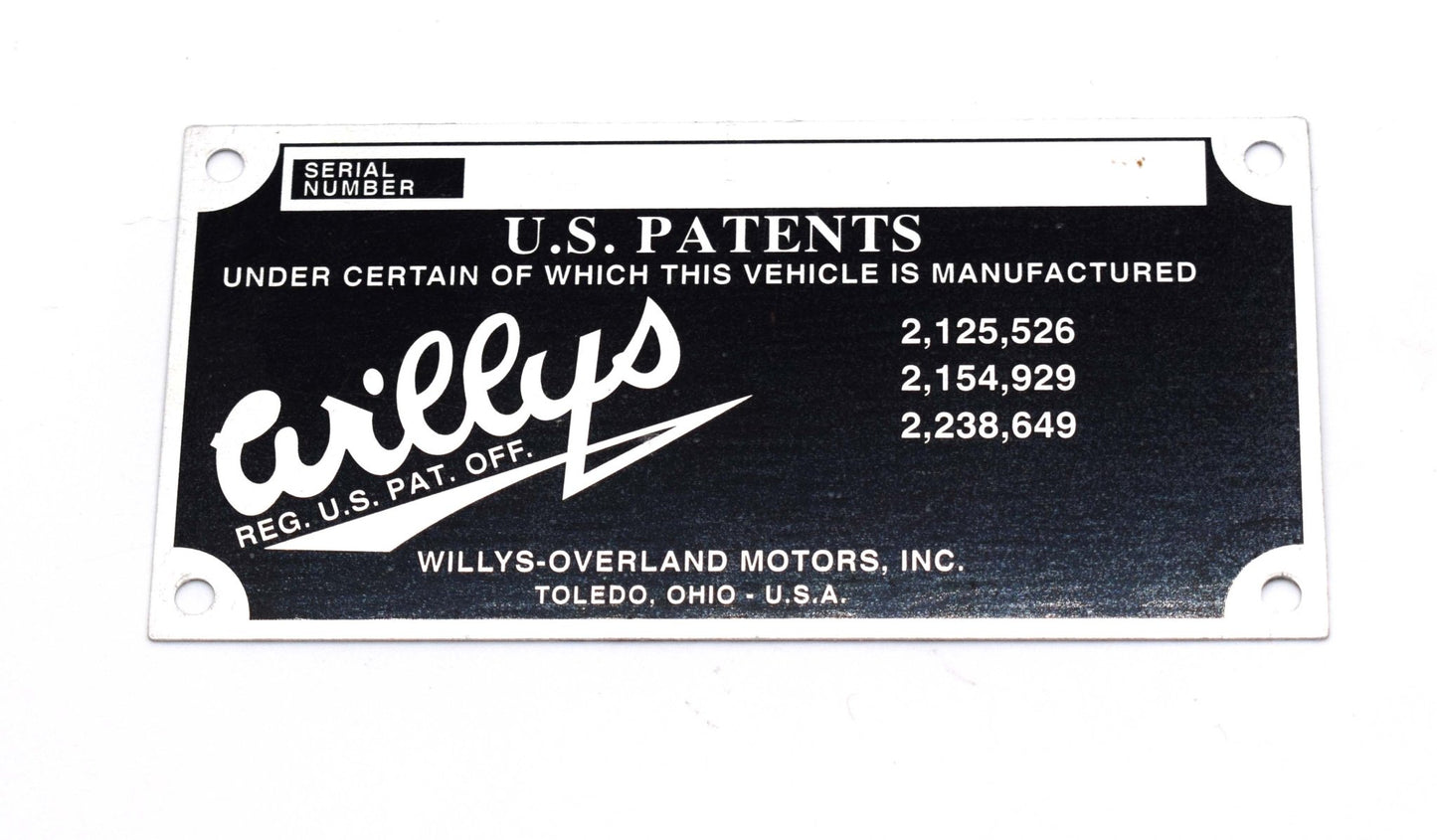 VIN Registration Data Plate, 1941-1971, Willys and Jeep - The JeepsterMan